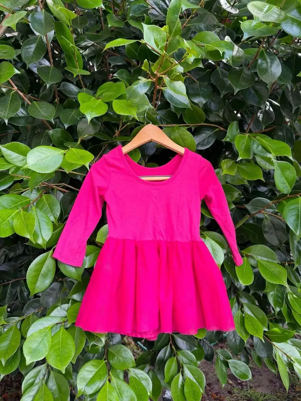 Old Navy Baby Girls Long Sleeve Tulle Skirt Dress, Hot Pink